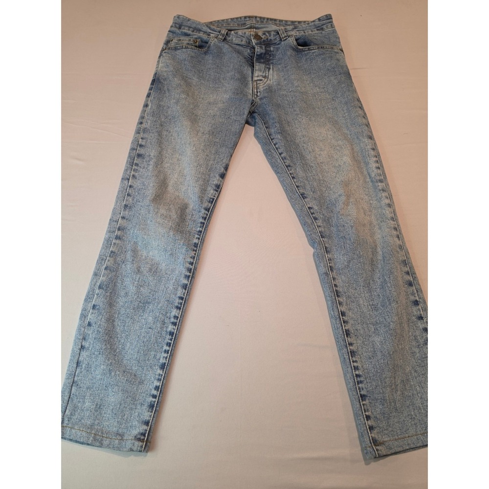 Scalpers Co Mens Slim Fit Vintage Denim Jeans Light Wash Blue Size 34 Button Fly